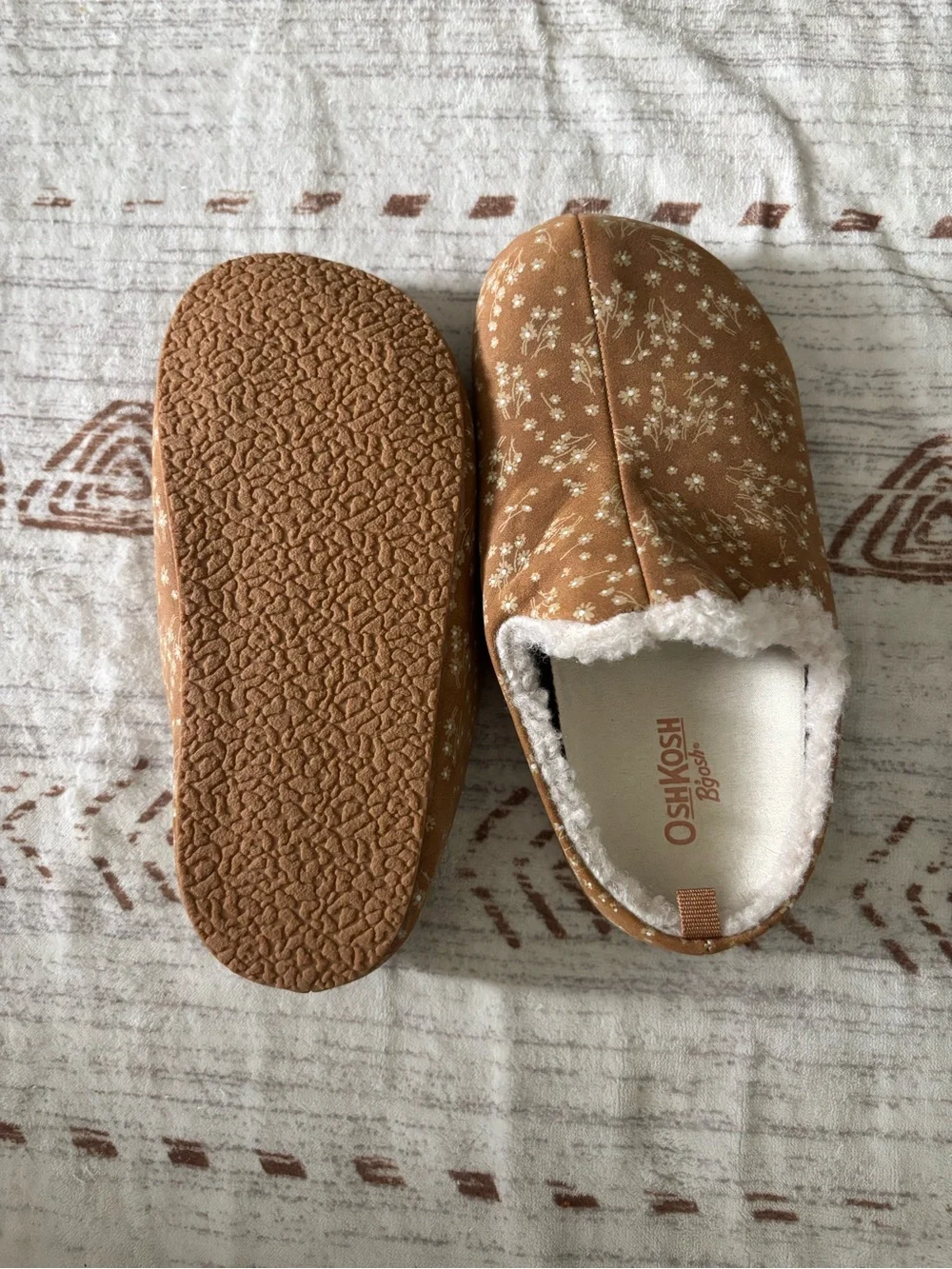 OshKosh B'gosh Cozy Floral Slip-On Slippers - Rust